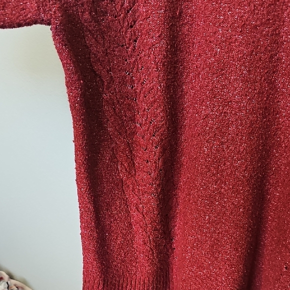 Lauren Conrad XL Oversized Cozy Red Knit Cable knit Mock Neck Sweater XL - Picture 5 of 7